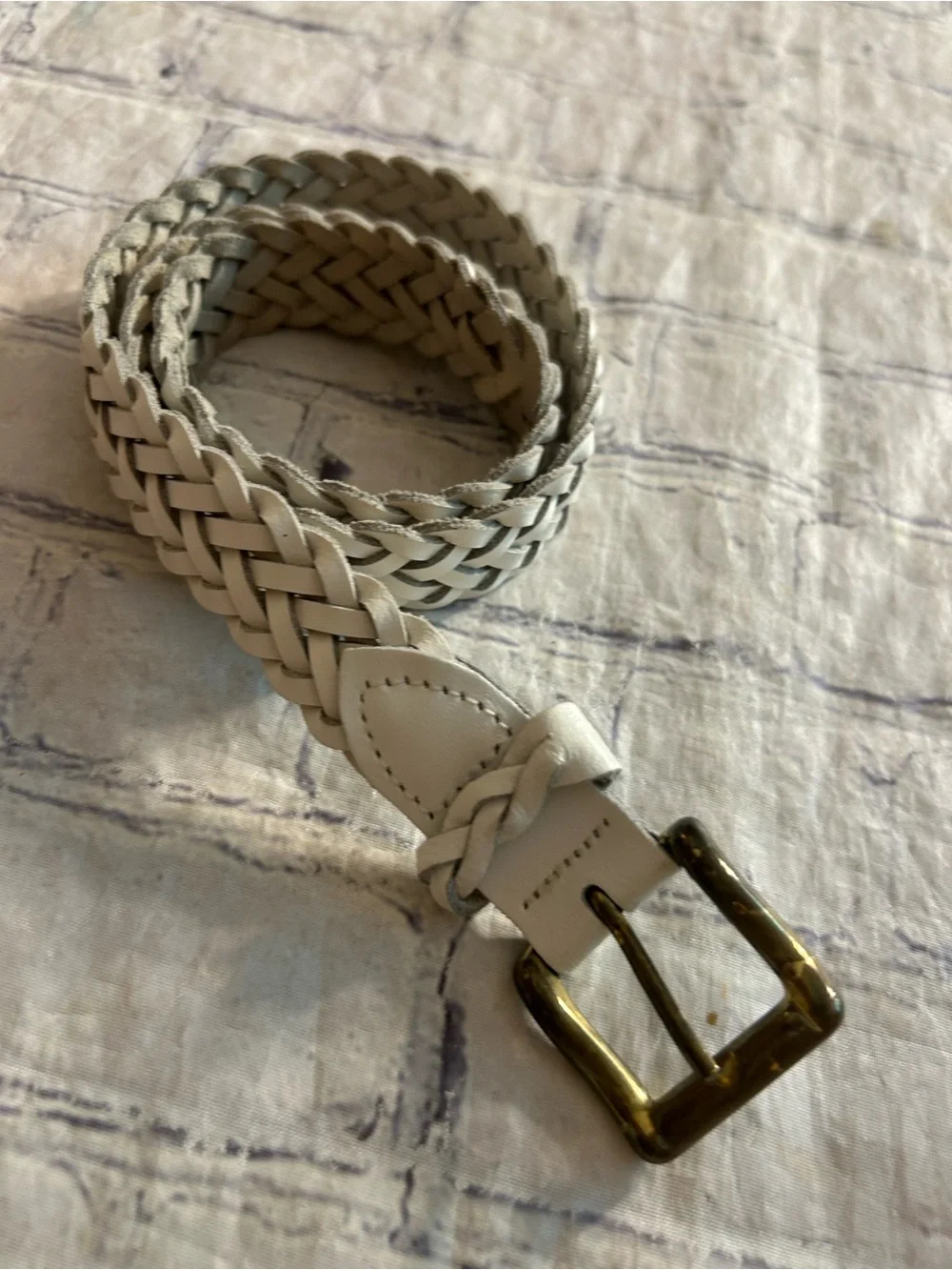 WOODWARD TOP GRAIN LEATHER PEBBLE GRAIN TAN & WHITE LEATHER BRAIDED BELTS
